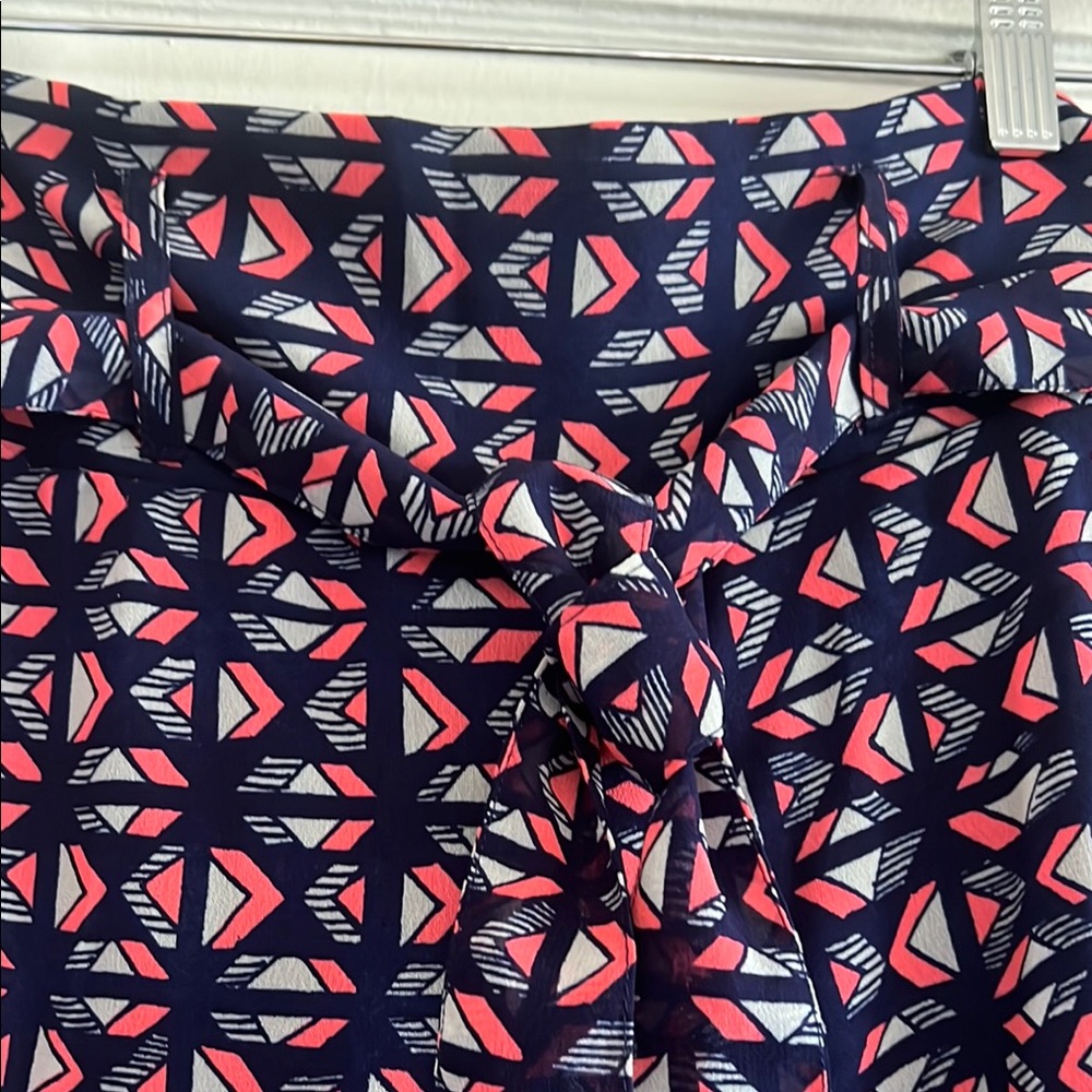 Geometric Patterned Boot Cut And Flare Pants. Blu… - image 3